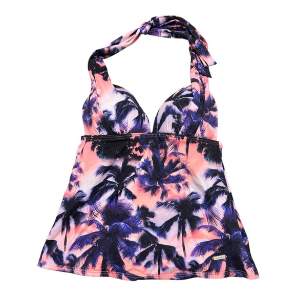 Sunseeker two piece swimsuit US 8 EUR 36 purple pink ombré Palm Trees - Picture 2 of 8